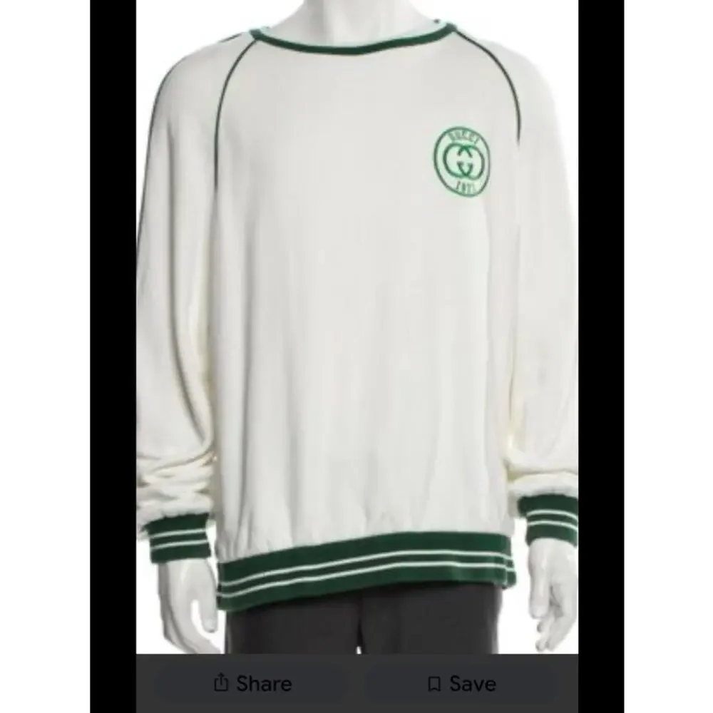 Men's Gucci white cotton jersey sweatshirt green 1921 interlocking G size medium